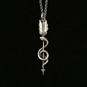 New Handmade Sterling Silver Snake and Arrow Amulet Pendant with Chain